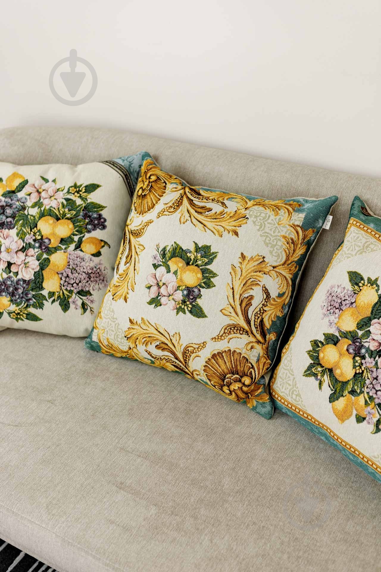 Подушка декоративная Verna Фрукты с вензелями 45x45 см Прованс - фото 3 Подушка декоративная Verna Фрукты с вензелями 45x45 см Прованс - фото 3