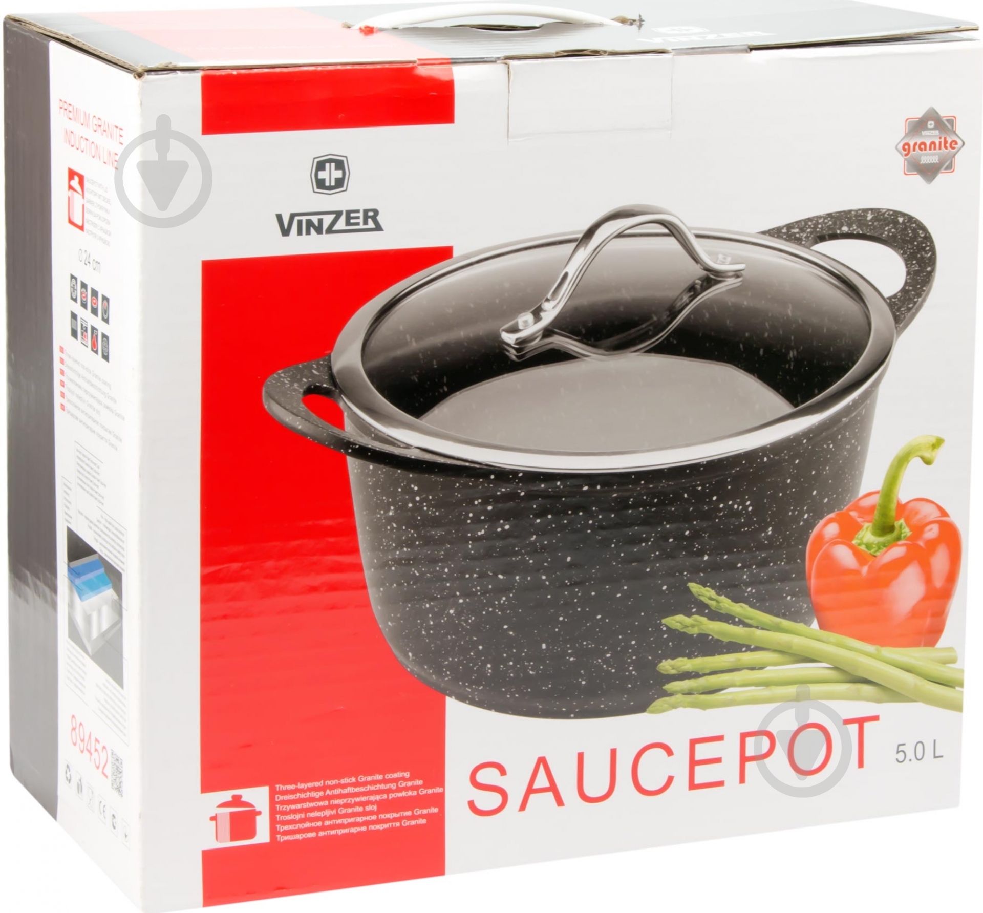 Кастрюля Vinzer Premium Granite Induction Line 5 л 89452 - фото 3