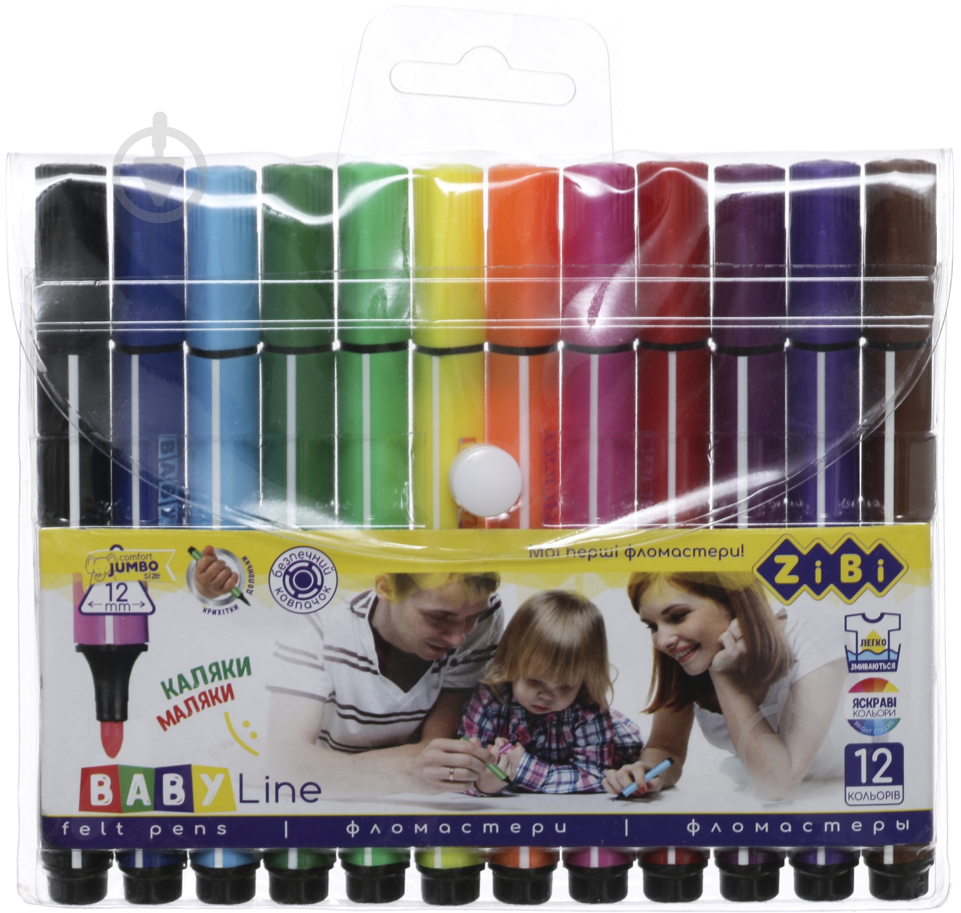 Набор фломастеров BABY Line Jumbo 12 цветов ZiBi - фото 1