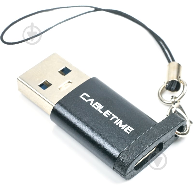 Перехідник USB CableTime OTG USB 3.0 Type-A (M) - USB Type-C (F) black (CA913701) - фото 1