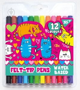 Фломастери Lovely Cats 12 кольорів 650357 YES - фото 1