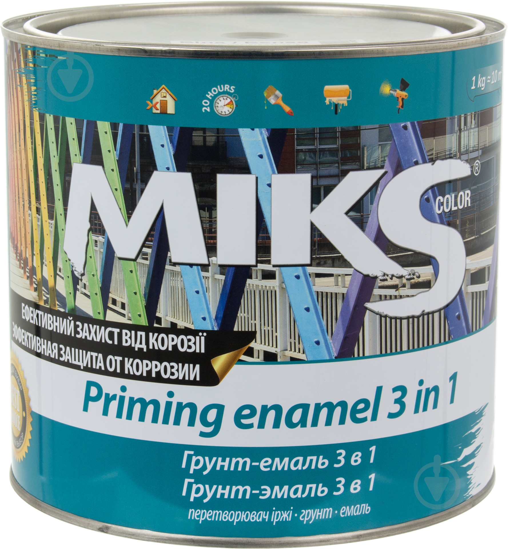 Ґрунт-емаль MIKS Color 3 в 1 білий глянець 2,5 кг - фото 2