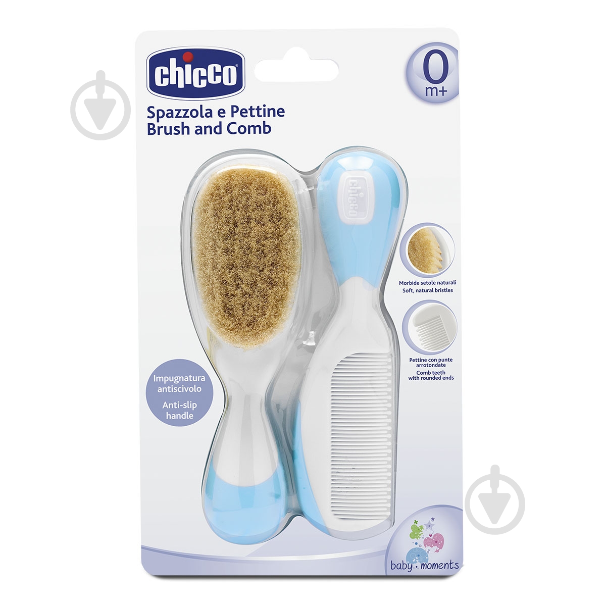 Детский набор Chicco щетка натуральная и расческа - фото 1