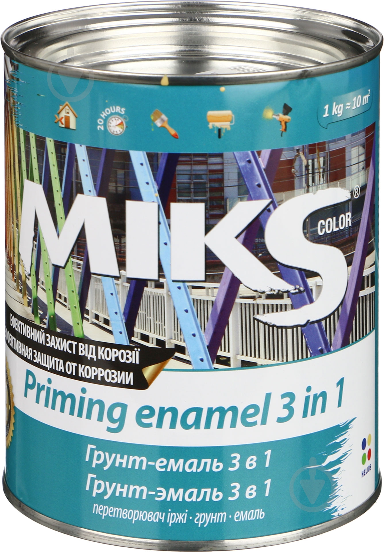 Ґрунт-емаль MIKS Color 3 в 1 зелений глянець 0,8 кг - фото 2