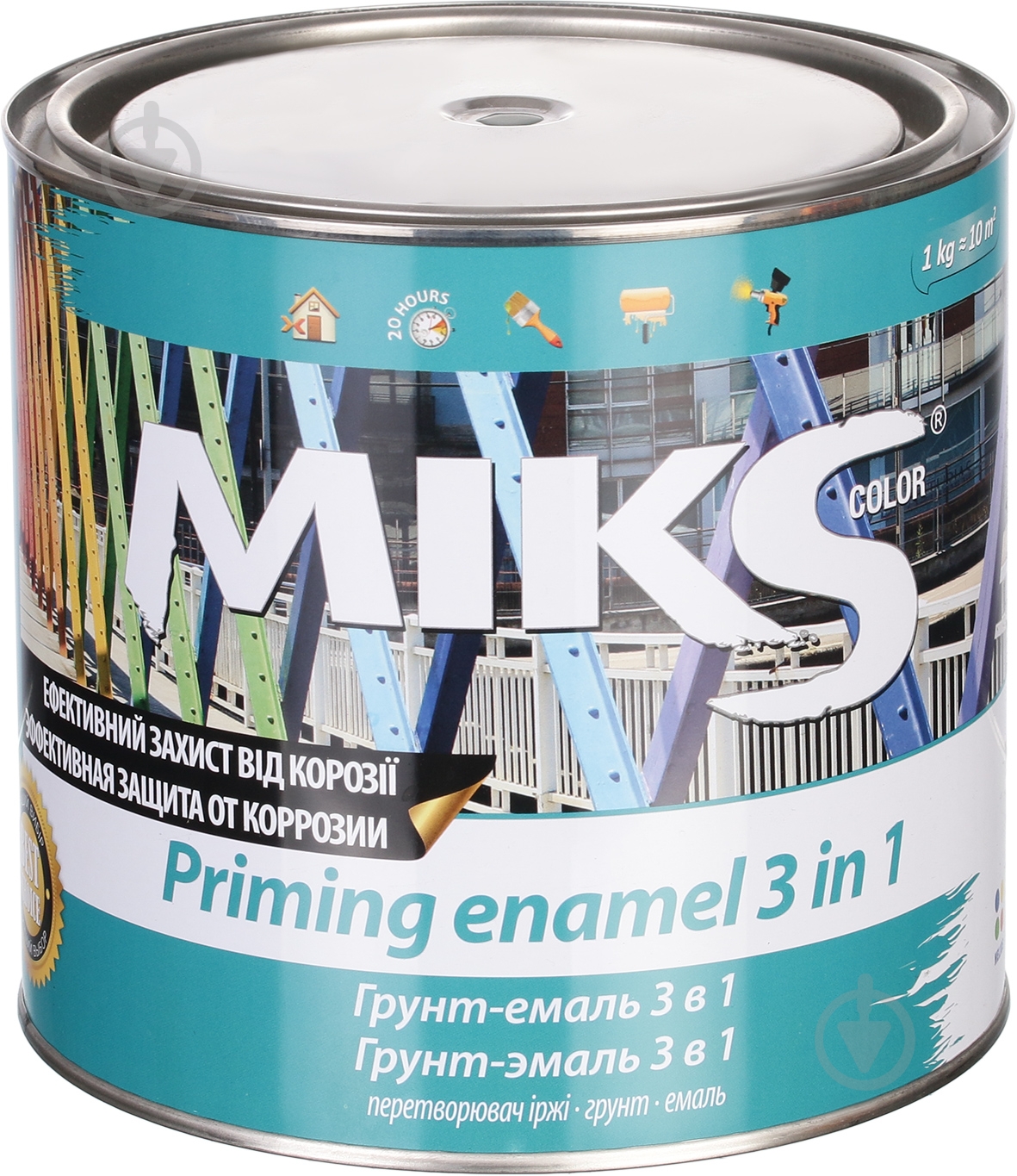 Ґрунт-емаль MIKS Color 3 в 1 зелений глянець 2,5 кг - фото 2