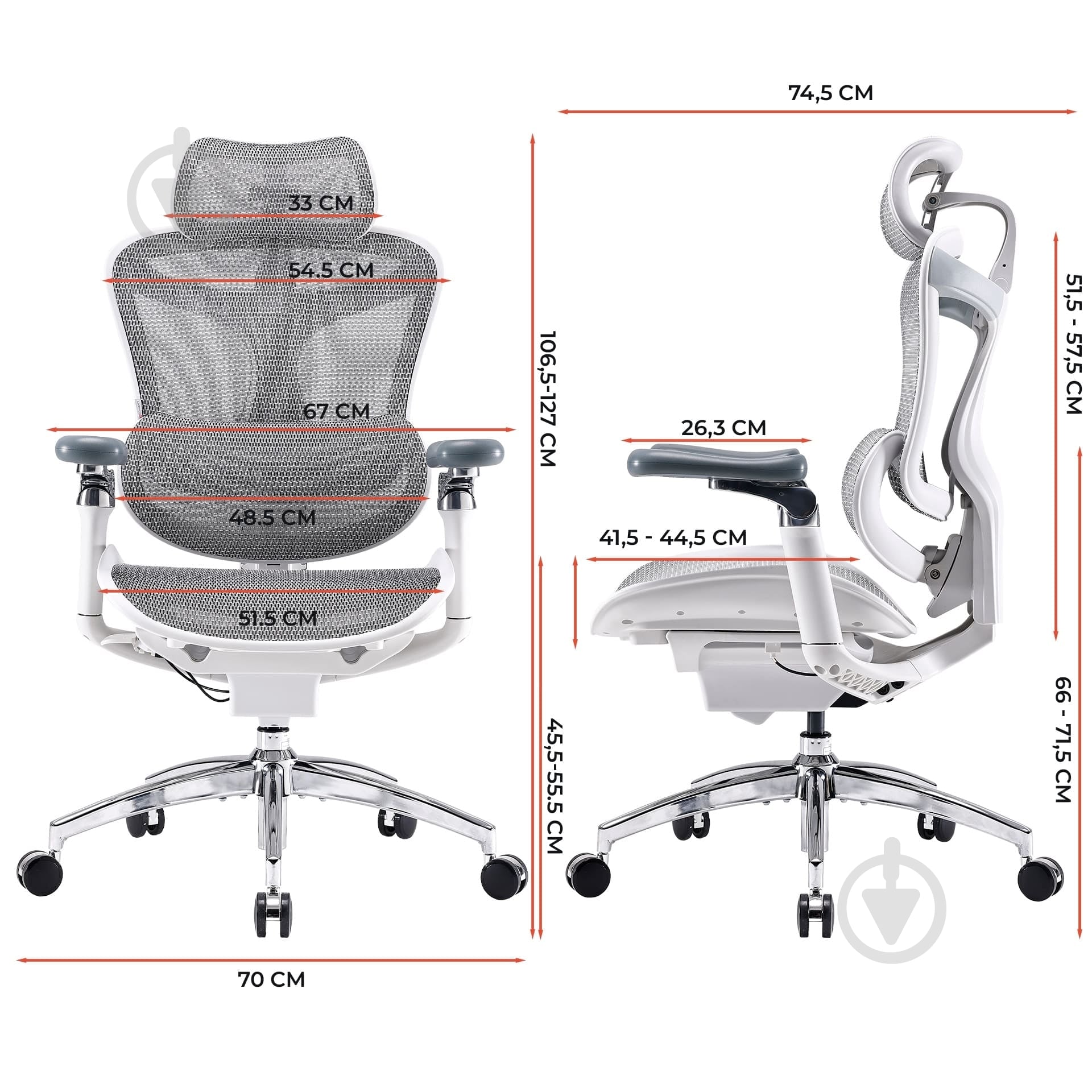 Кресло офисное Sihoo DORO C300 Pro Mesh White (DORO-C300-PRO-M102) серый - фото 19