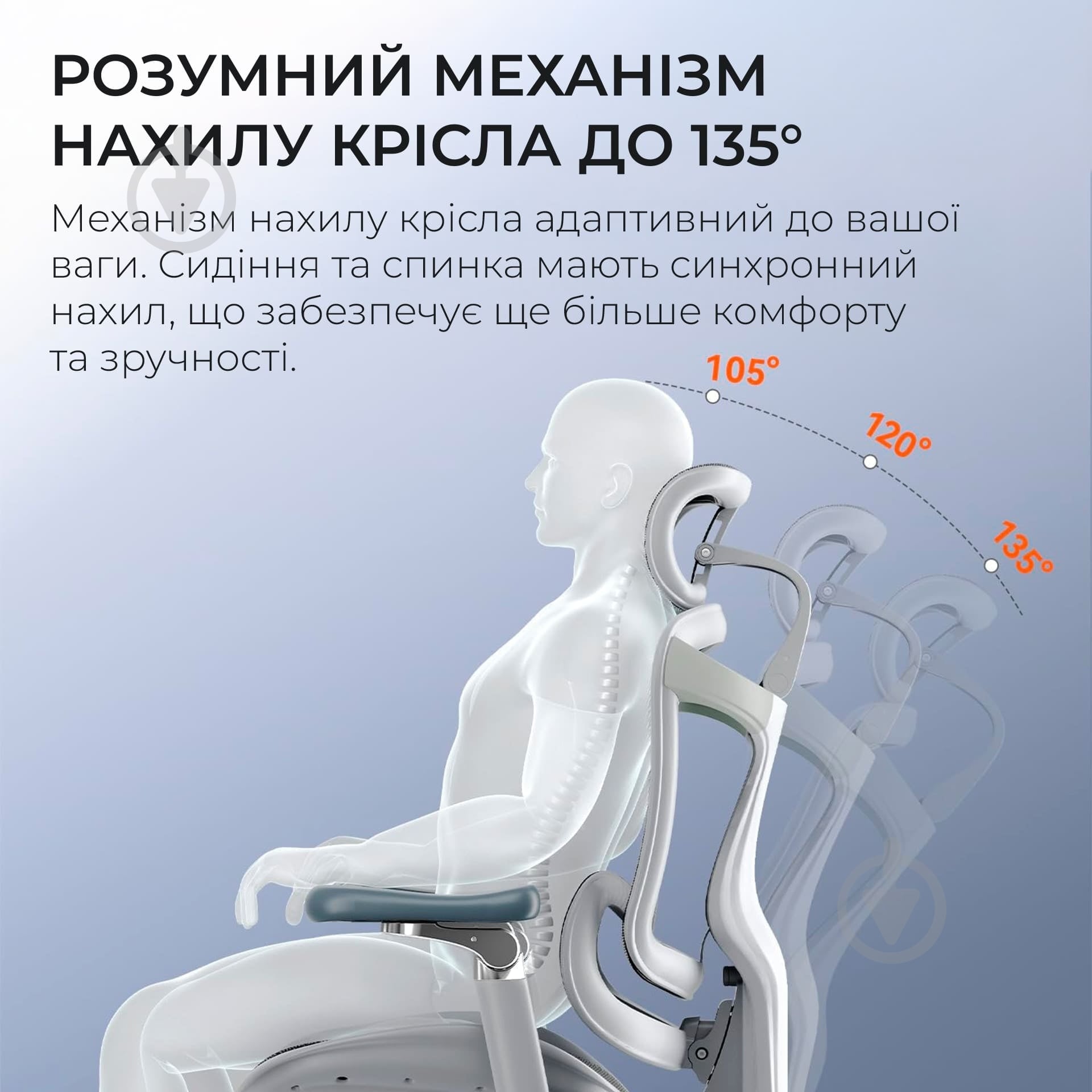 Кресло офисное Sihoo DORO C300 Pro Mesh White (DORO-C300-PRO-M102) серый - фото 17