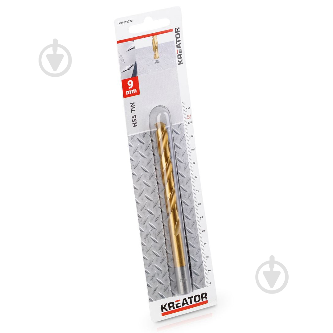 Сверло по металлу Kreator с титановым покрытием HSS-TIN Ø 9x125 мм 1 шт. KRT010220 - фото 1