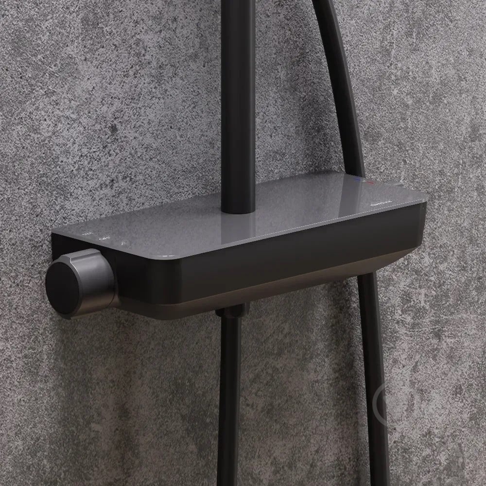 Душевая система Damixa Scandinavian Pure 936750300 с термостатом черная матовая, с полкой - фото 6 Душевая система Damixa Scandinavian Pure 936750300 с термостатом черная матовая, с полкой - фото 6