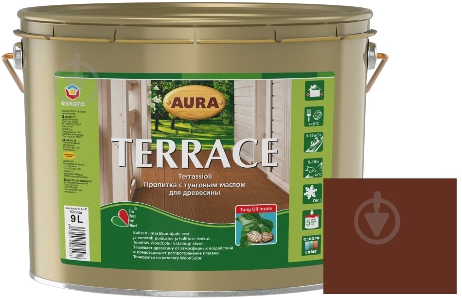 Олія для деревини Aura® Terrace коричневий 9 л - фото 1