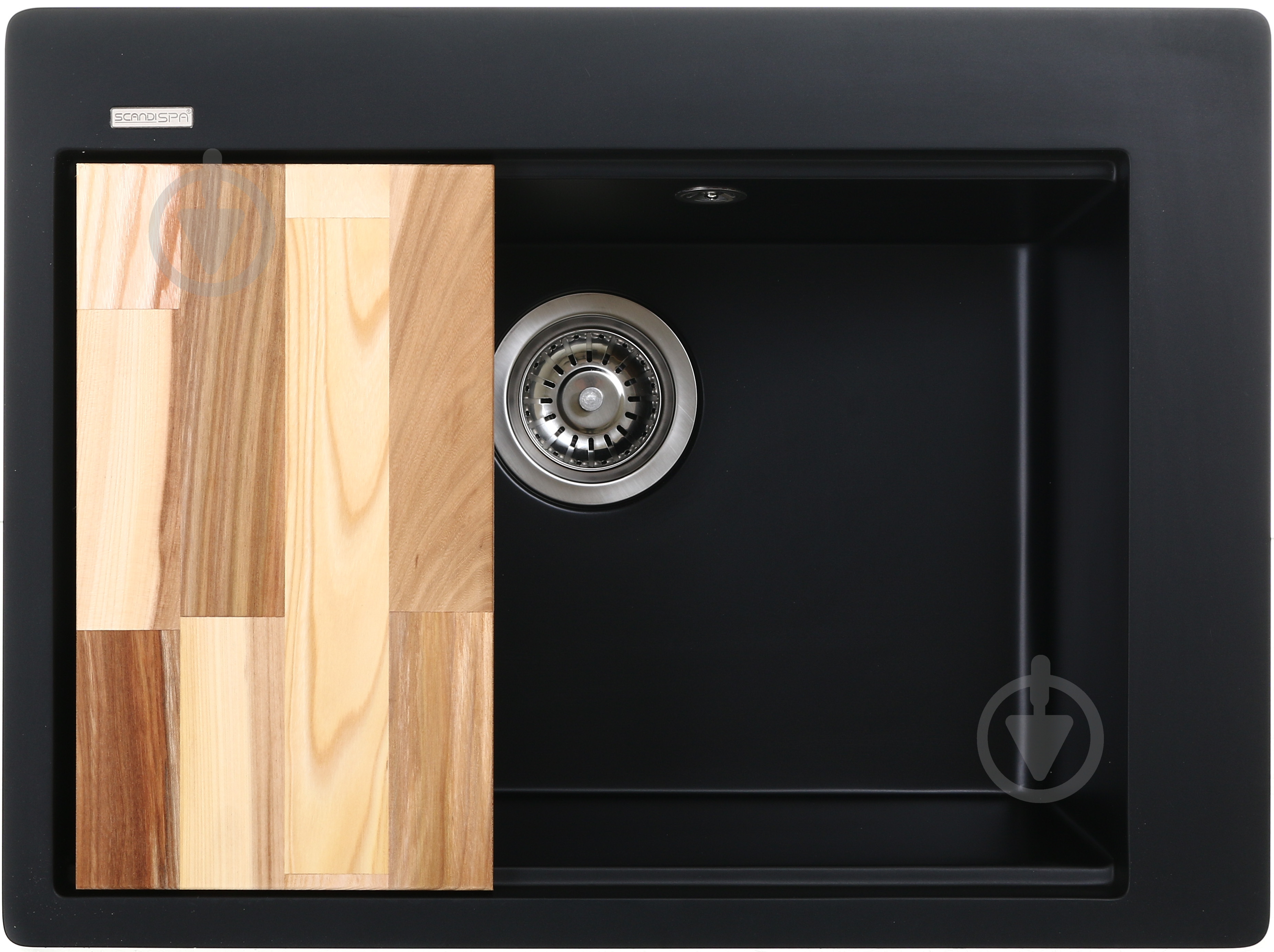 Мойка ScandiSPA из кварцевого песка Delta black D GMD620bD + деревянная дощечка - фото 1 Мойка ScandiSPA из кварцевого песка Delta black D GMD620bD + деревянная дощечка - фото 1