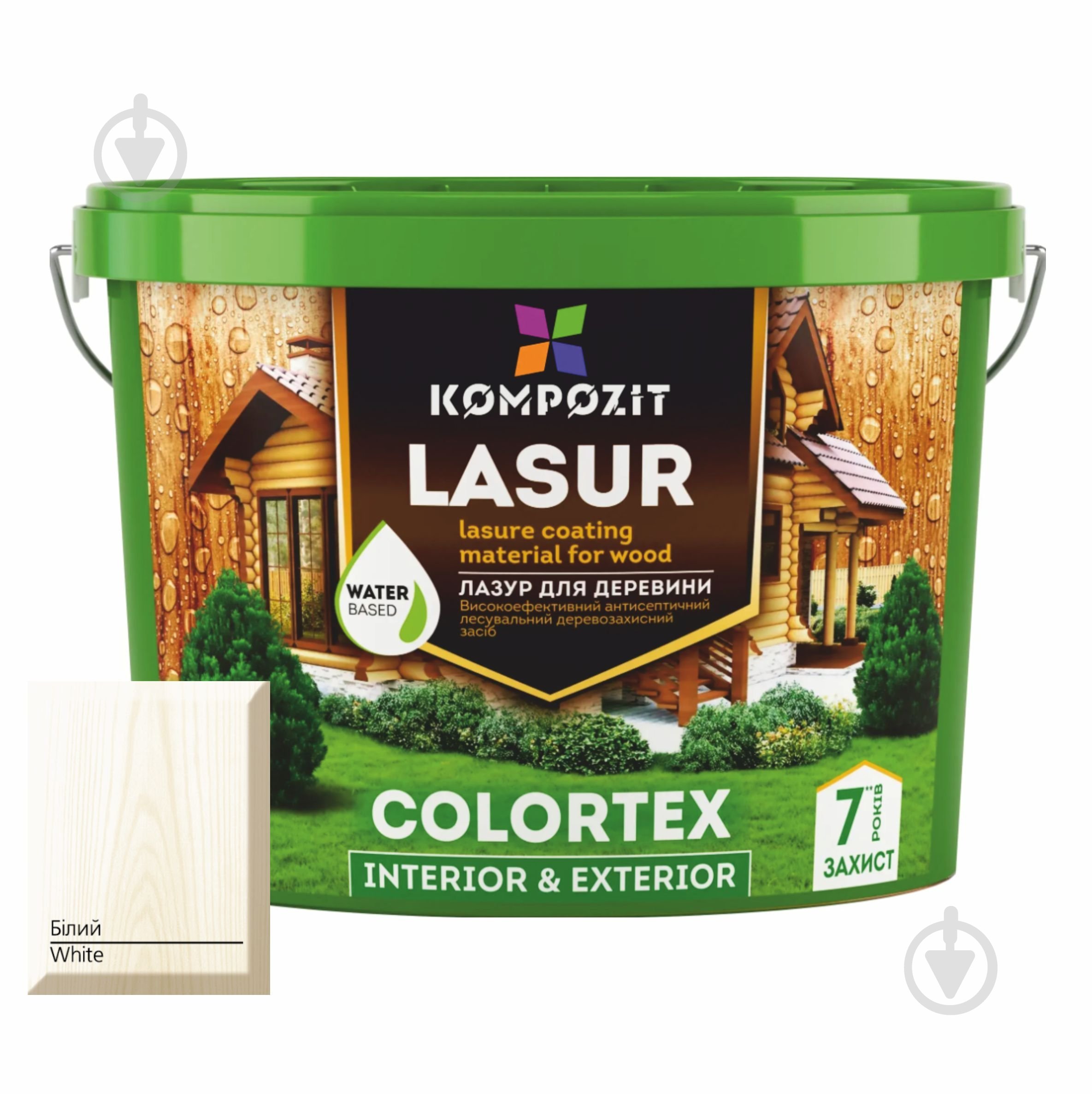 Лазурь Kompozit Colortex белый полуглянец 2,5 л - фото 1