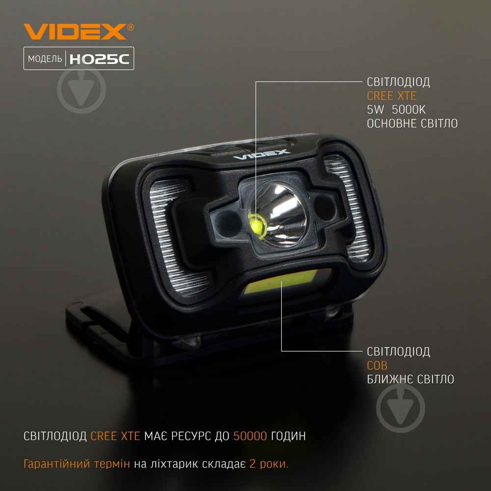 Ліхтар налобний Videx світлодіодний VLF-H025C 310Lm 5000K - фото 4
