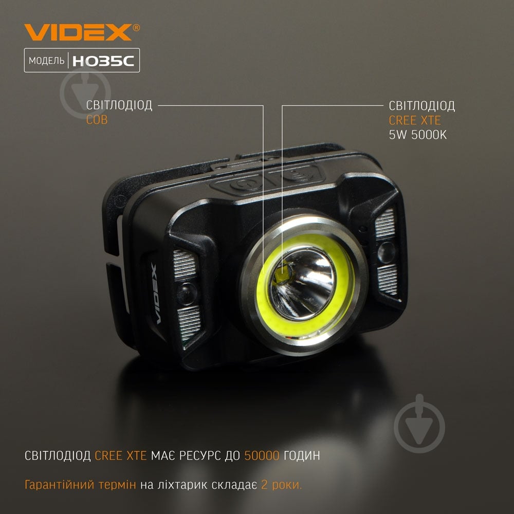 Ліхтар налобний Videx світлодіодний VLF-H035C 410Lm 5000K - фото 4