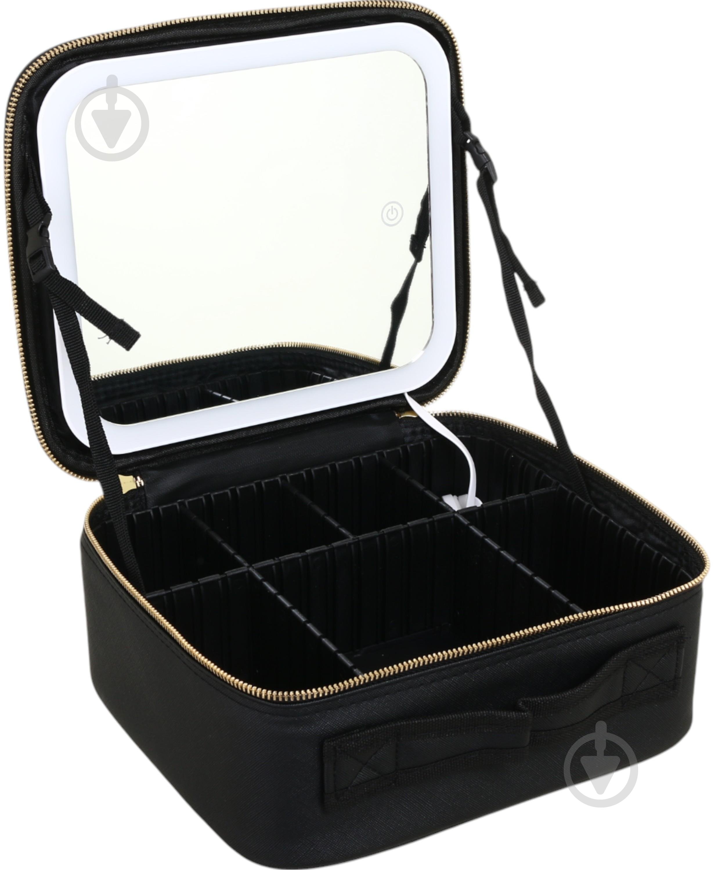 Кейс черный для косметики з підсвіткою дзеркала LED Stargirl, черный - фото 3