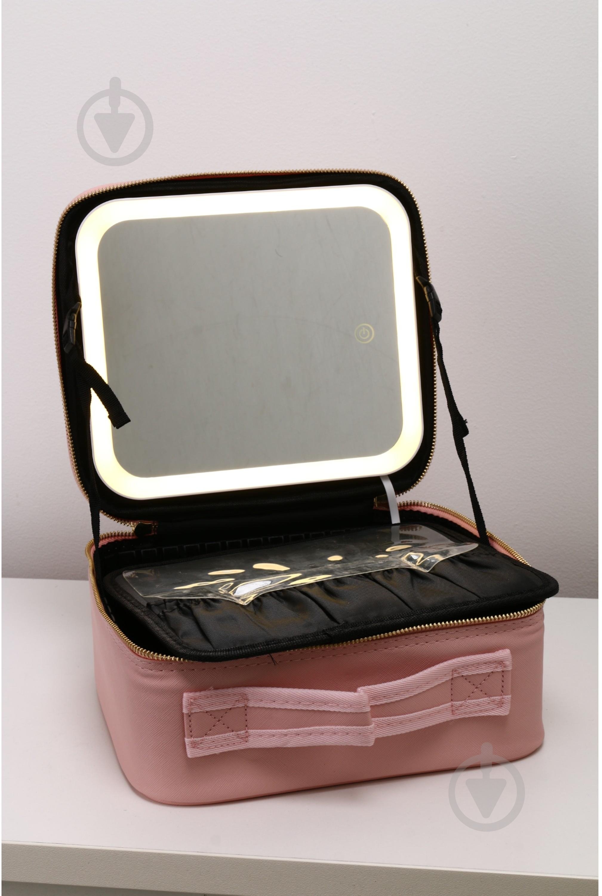 Кейс розовый для косметики з підсвіткою дзеркала LED Stargirl - фото 9