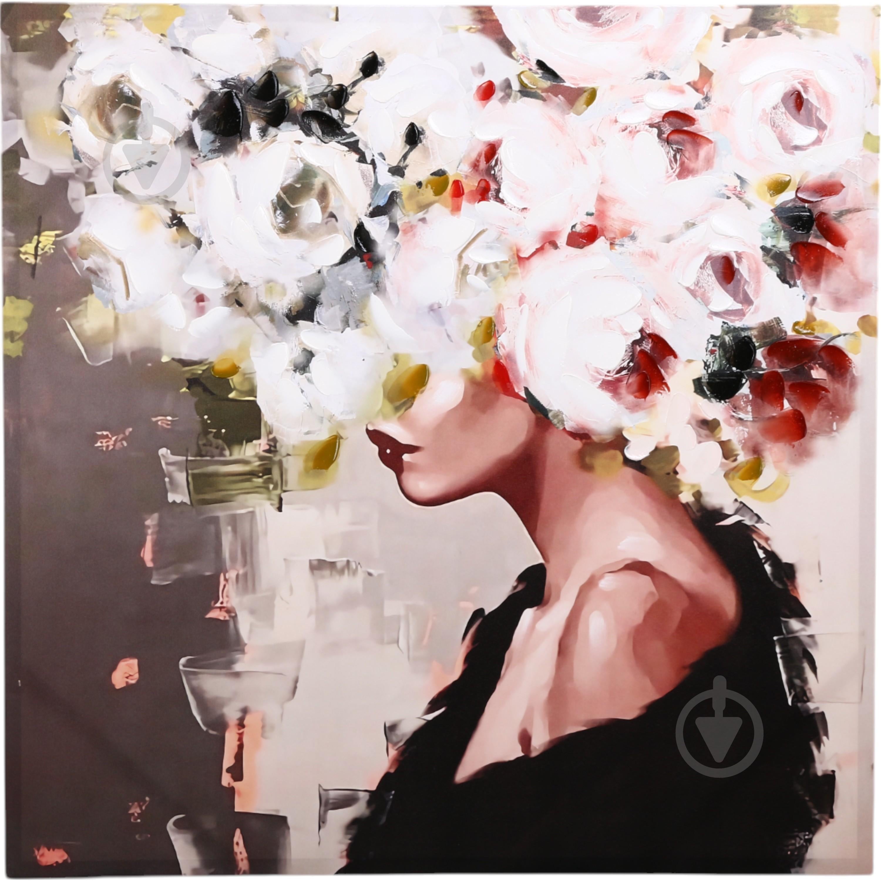 Картина Touched flower lady white 100x100 см - фото 1