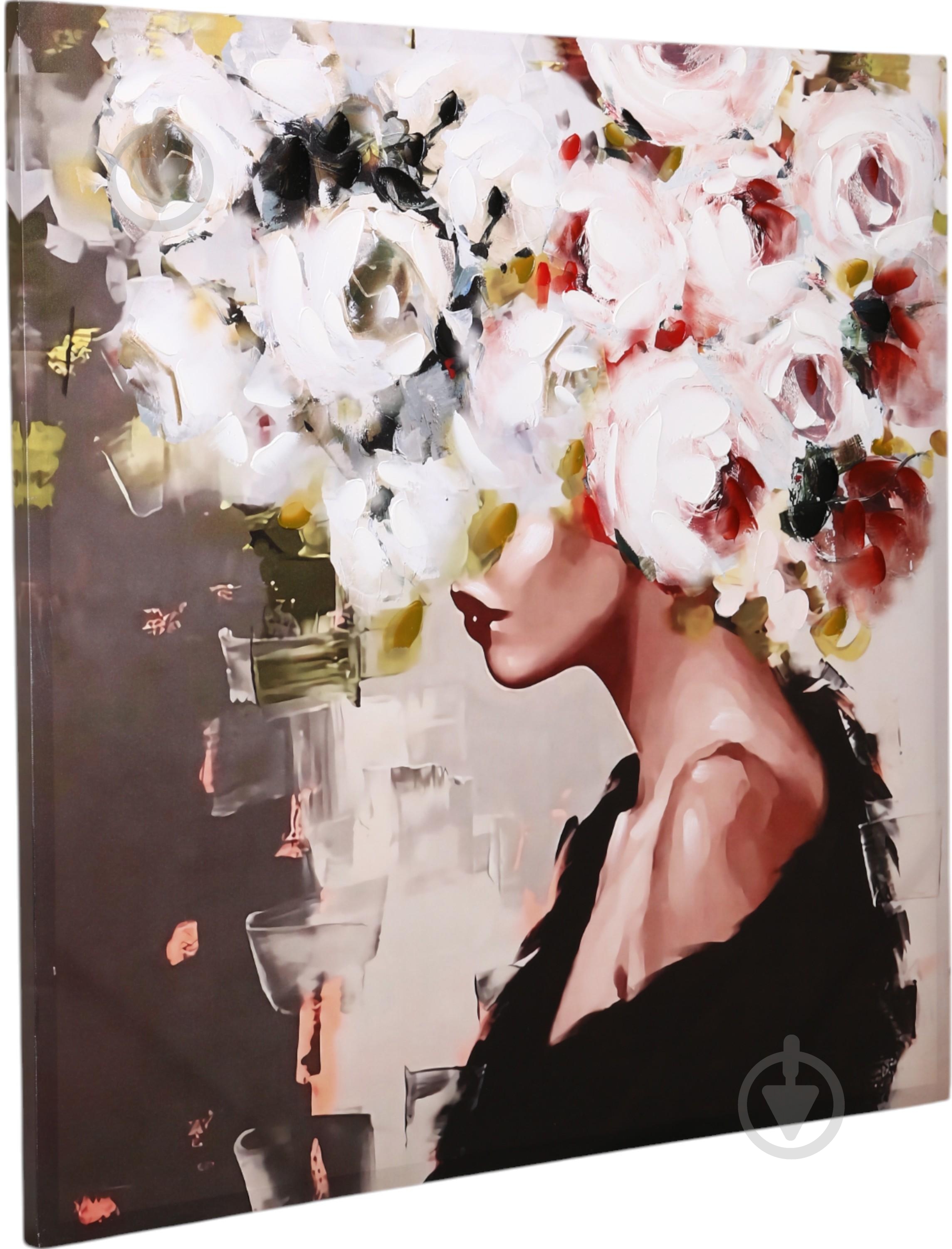 Картина Touched flower lady white 100x100 см - фото 3