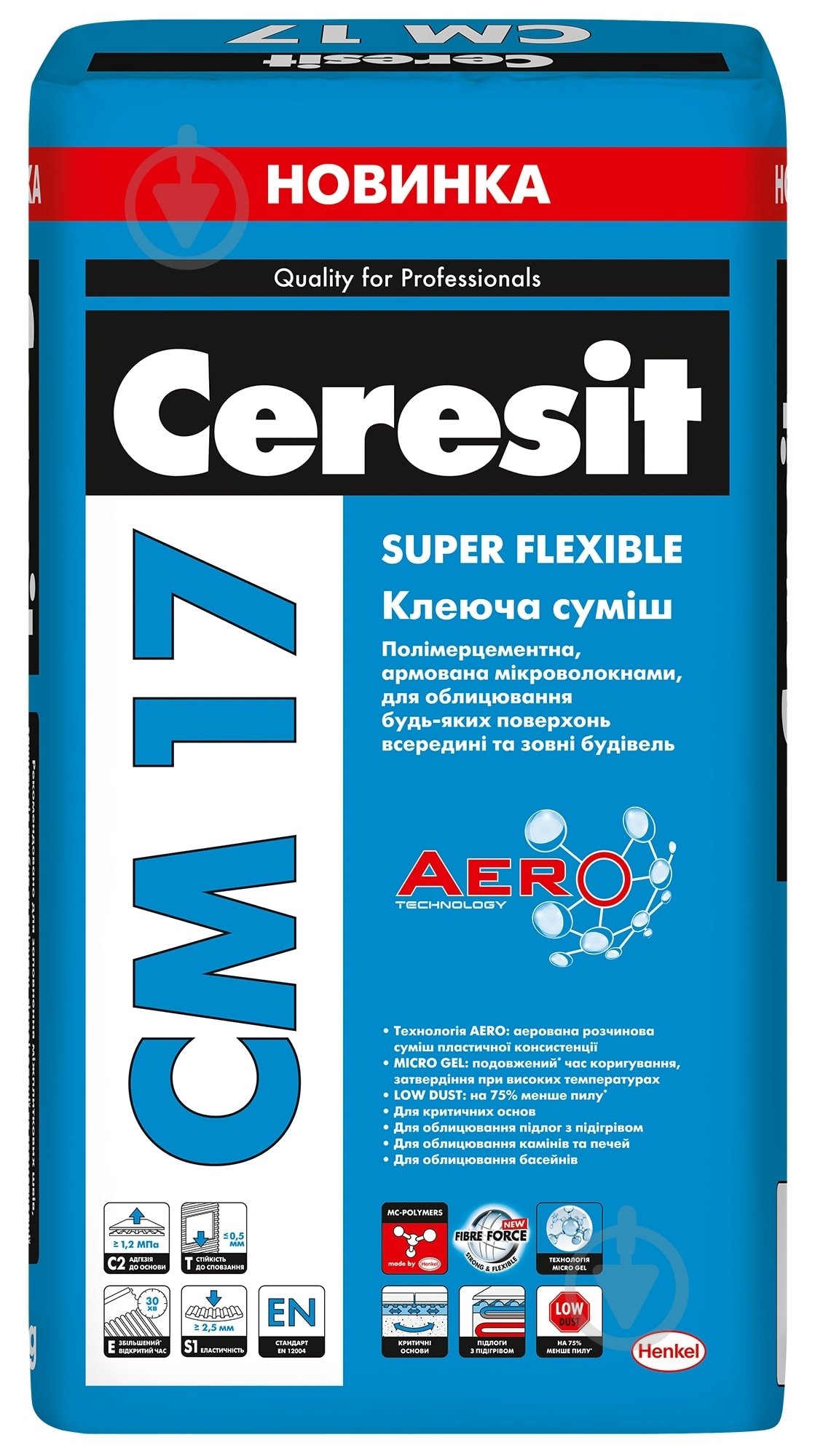 Клей для плитки Ceresit CM 17 Aero (Super Flexible) 25 кг - фото 1