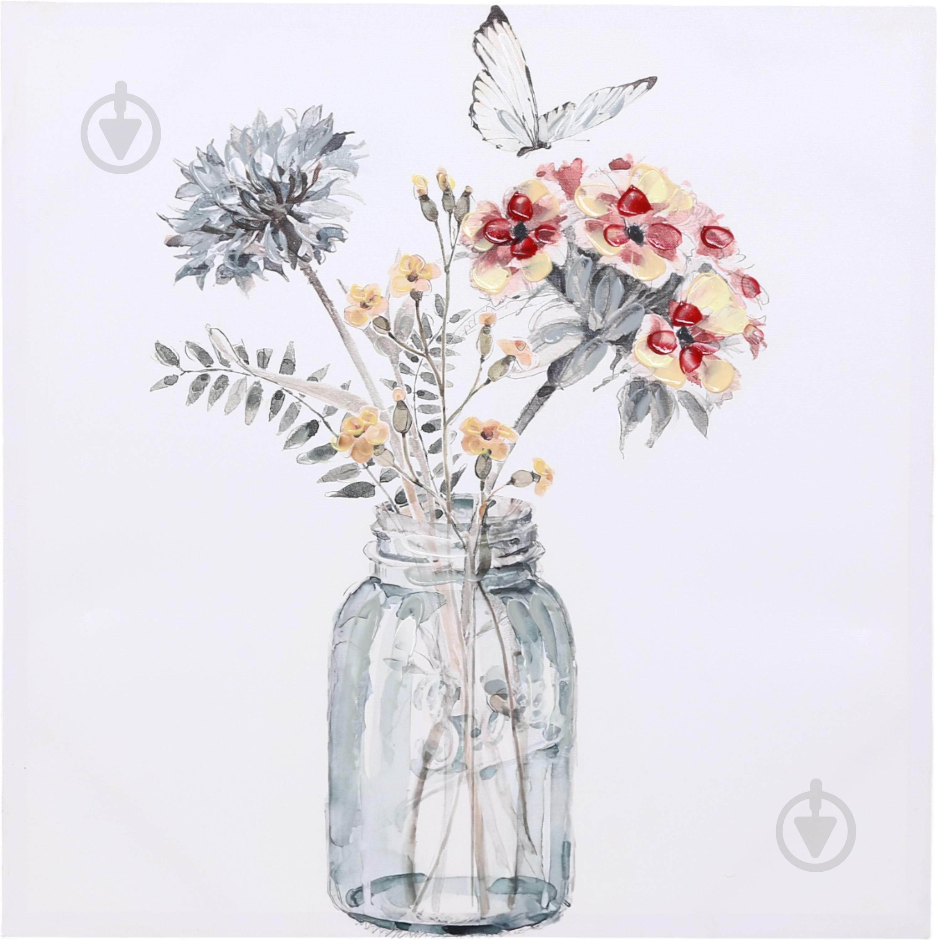 Картина Jar Flower butterfly 60x60 см - фото 1 Картина Jar Flower butterfly 60x60 см - фото 1