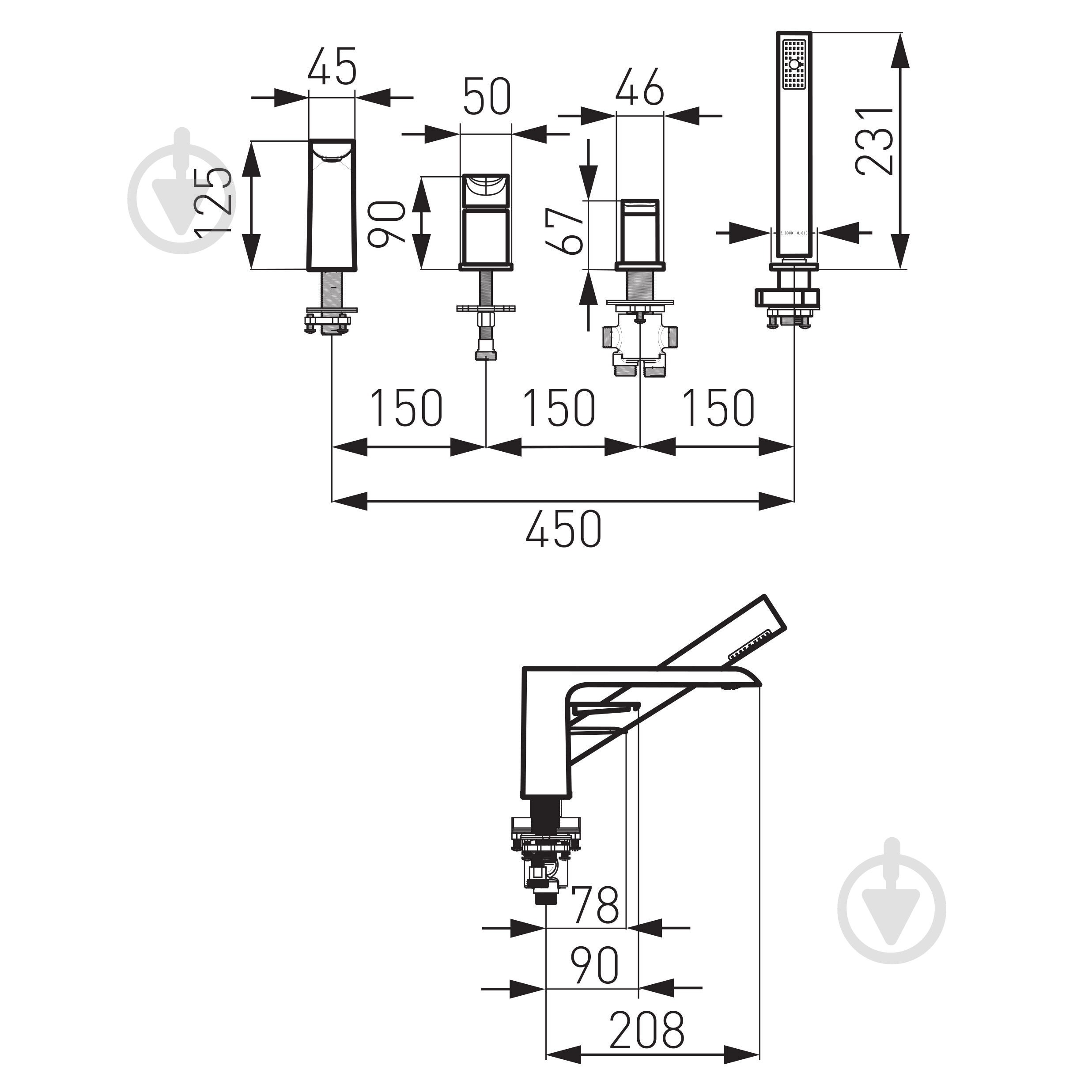 Смеситель для ванны Ferro Adore Black BDR11ABLC - фото 2 Смеситель для ванны Ferro Adore Black BDR11ABLC - фото 2