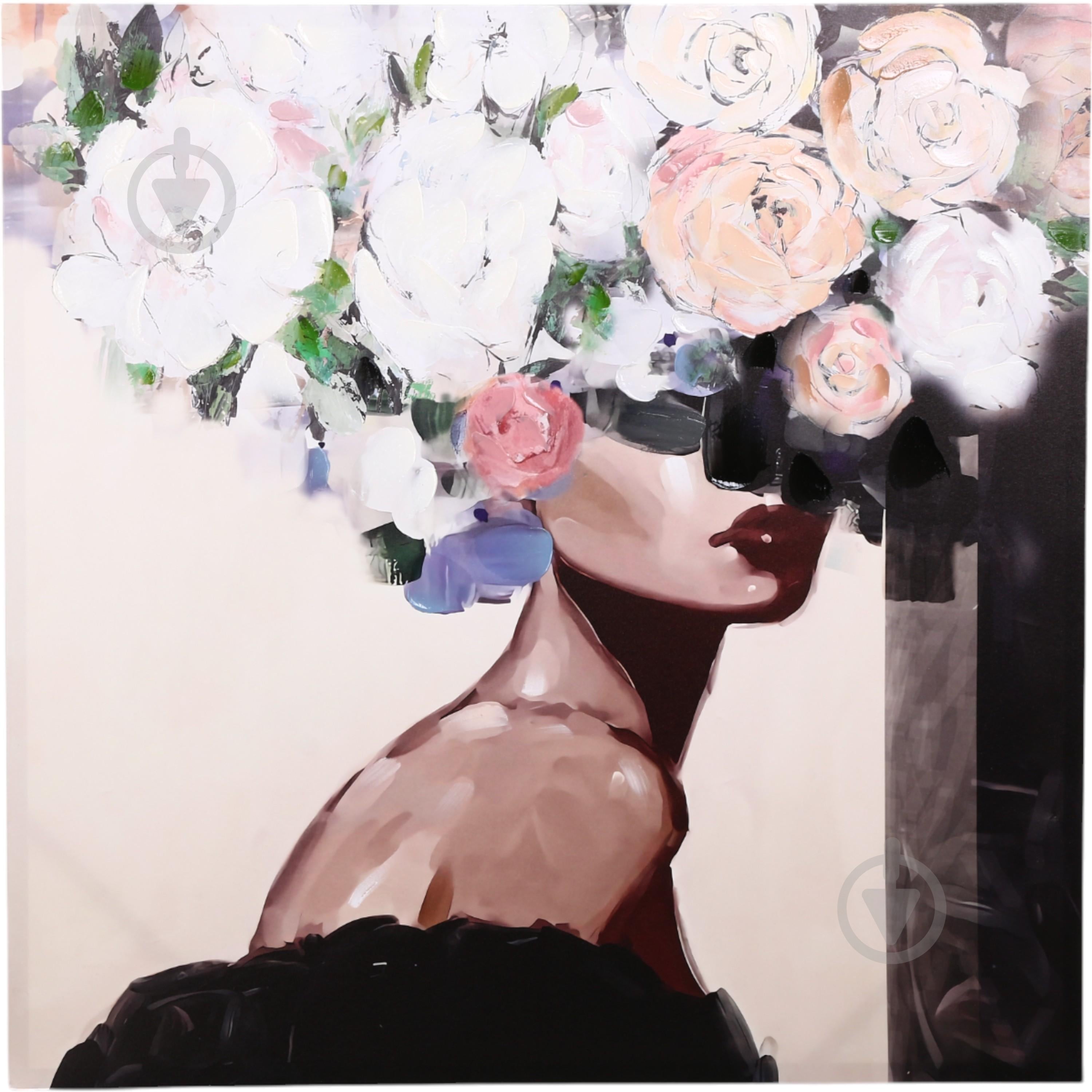 Картина Touched flower lady pink 100x100 см - фото 1