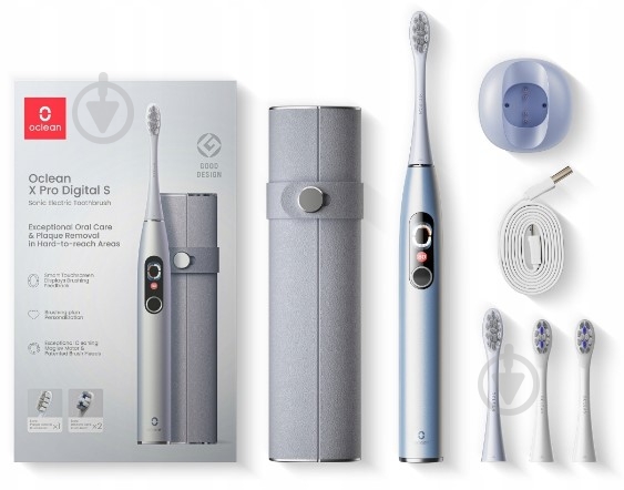 Зубная щетка Oclean X Pro Digital Set Electric Toothbrush Glamour Silver - фото 1 Зубная щетка Oclean X Pro Digital Set Electric Toothbrush Glamour Silver - фото 1
