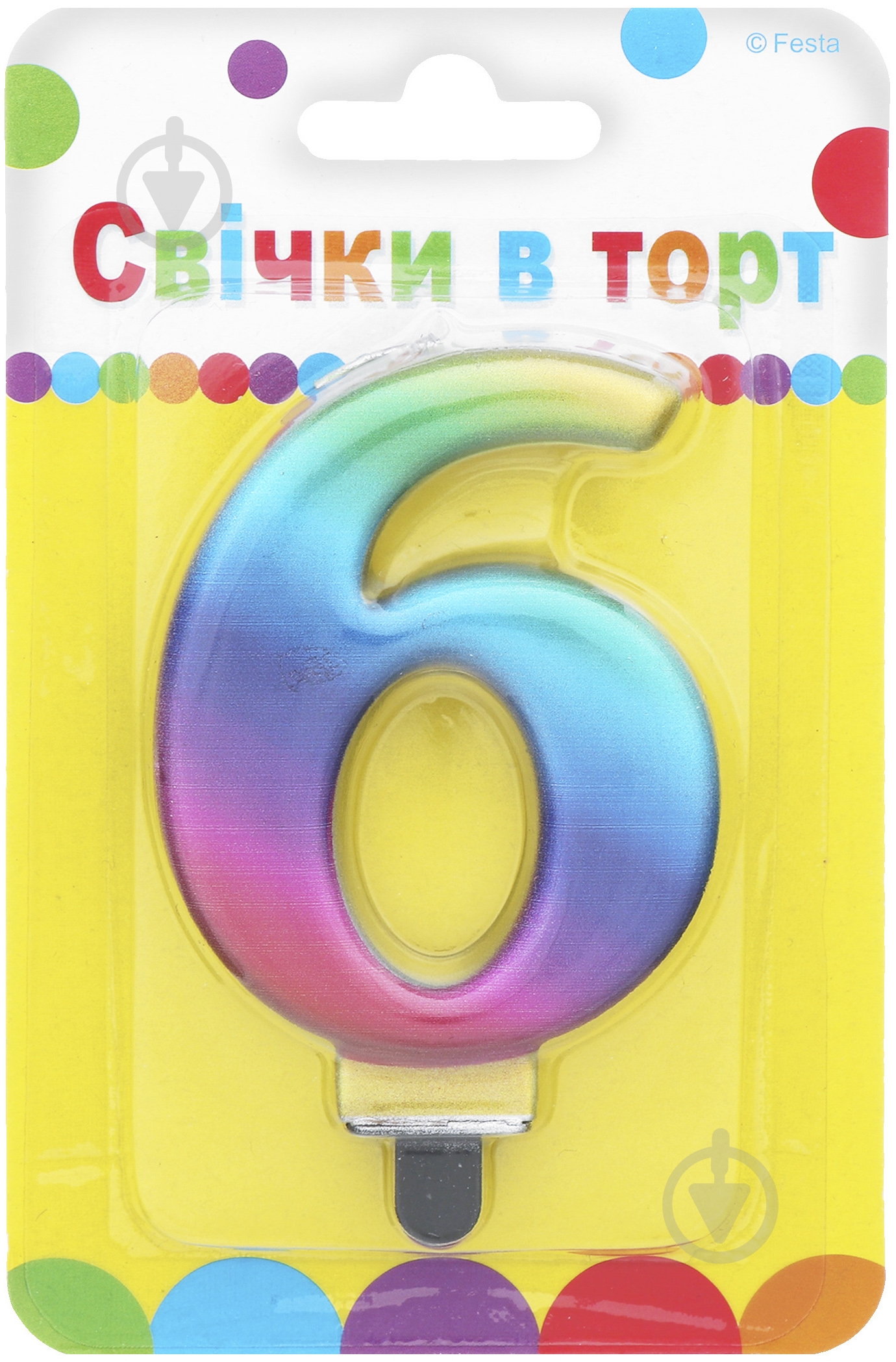 Свеча цифра "6" Ві та Ві 1 шт. - фото 1