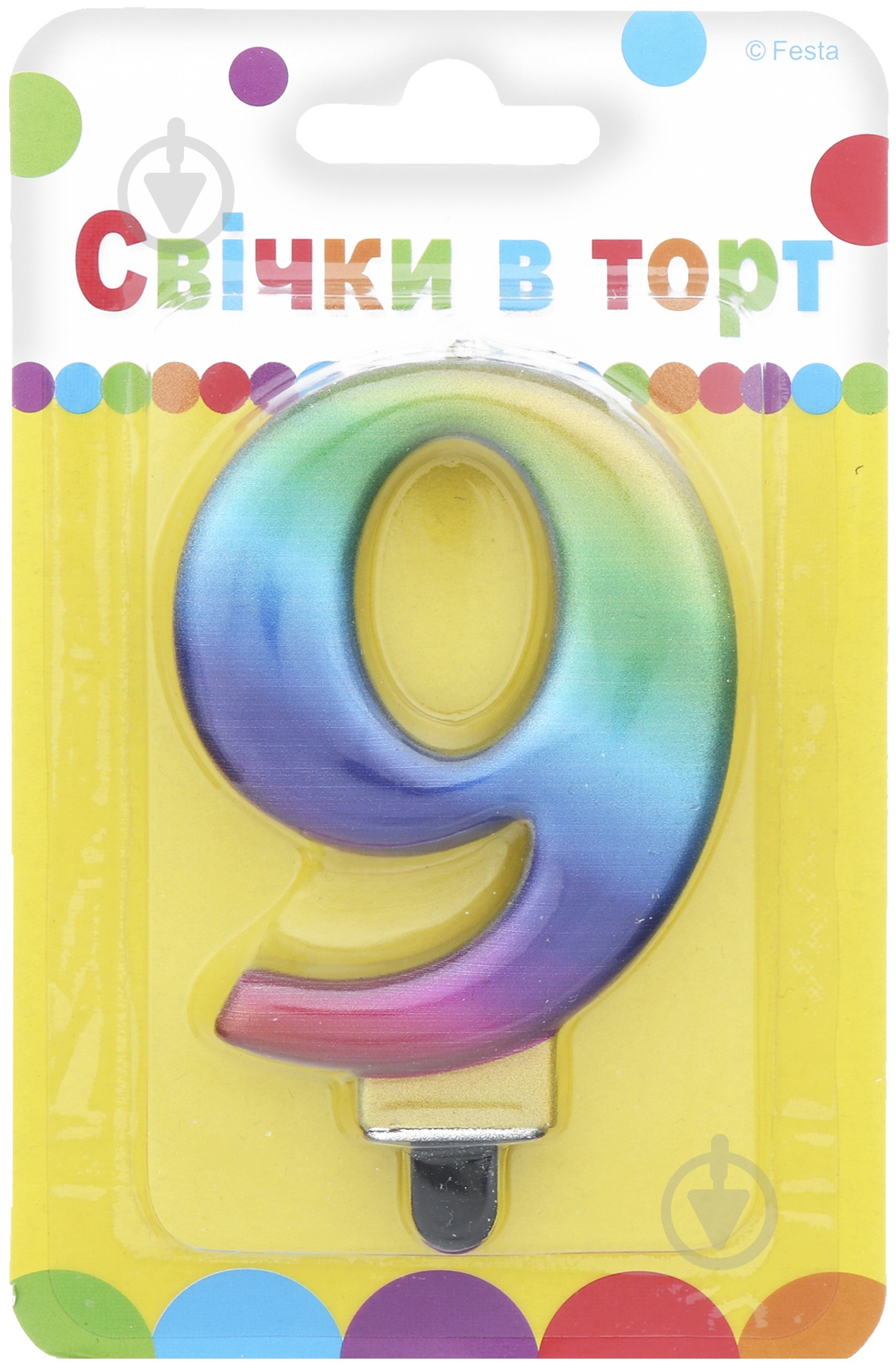 Свеча цифра "9" Ві та Ві 1 шт. - фото 1 Свеча цифра "9" Ві та Ві 1 шт. - фото 1