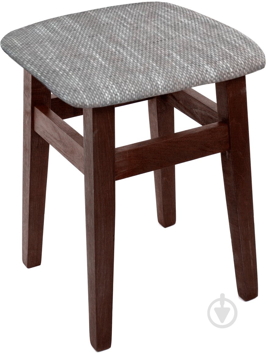 Табурет РПМК мягкий серый с рисунком / орех темный - фото 1 Табурет РПМК мягкий серый с рисунком / орех темный - фото 1