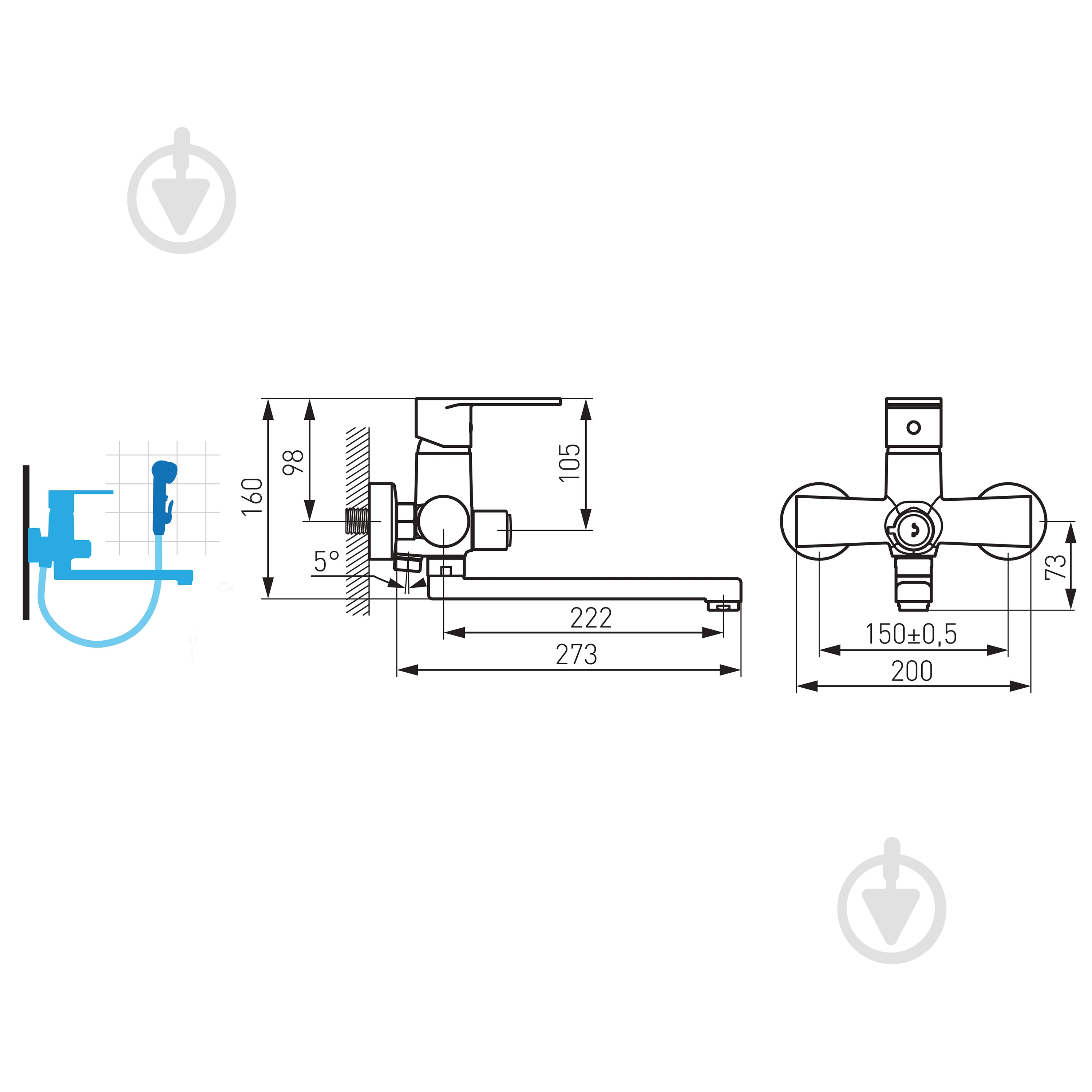 Смеситель для ванны Ferro Algeo BAG3A - фото 2