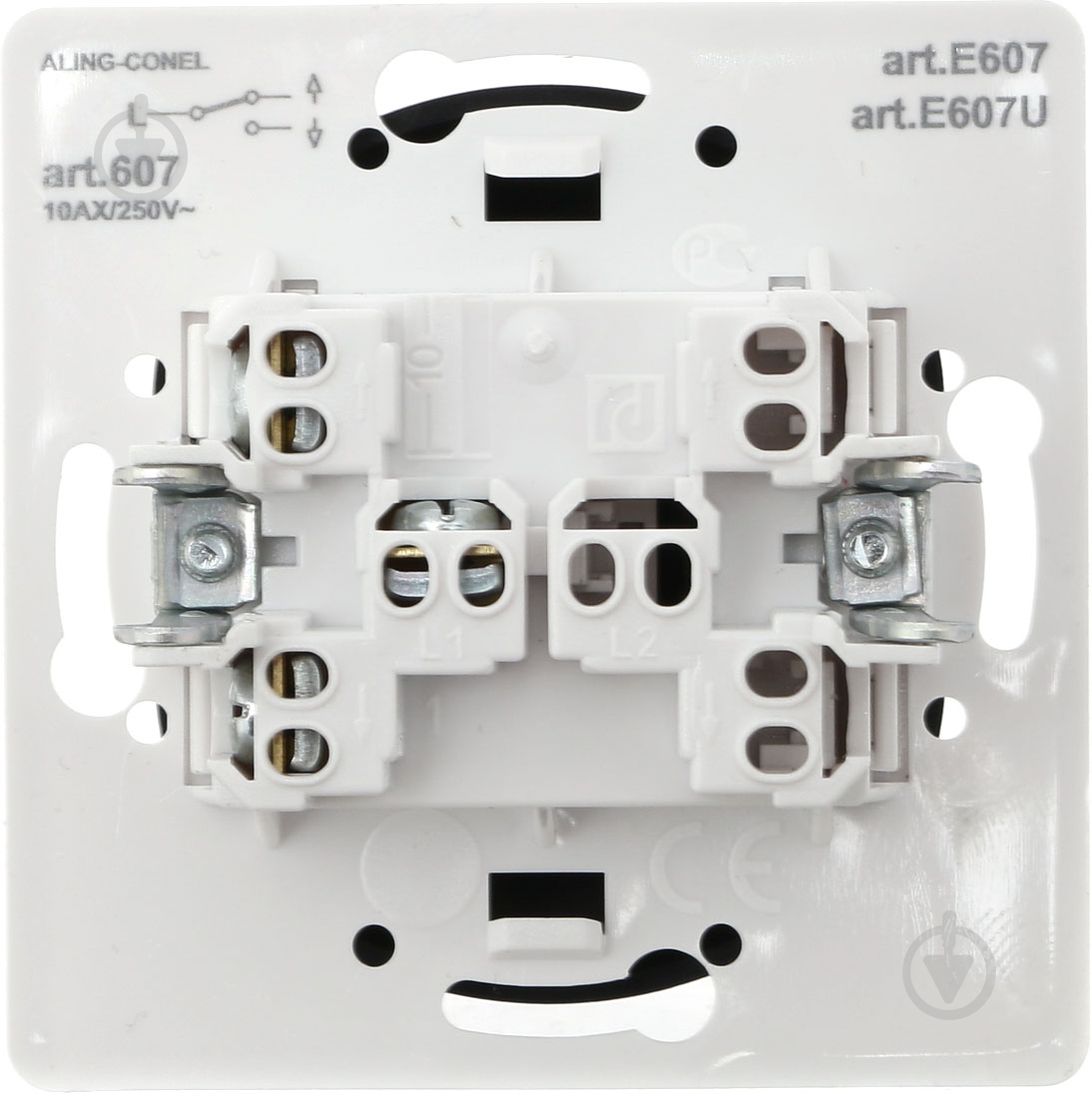 Выключатель проходной одноклавишный Aling-Conel Eon без подсветки черный E607.E1 - фото 4