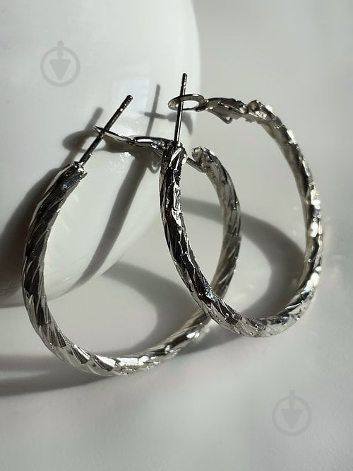 Серьги MISO accessory большие серебряные кольца - фото 1