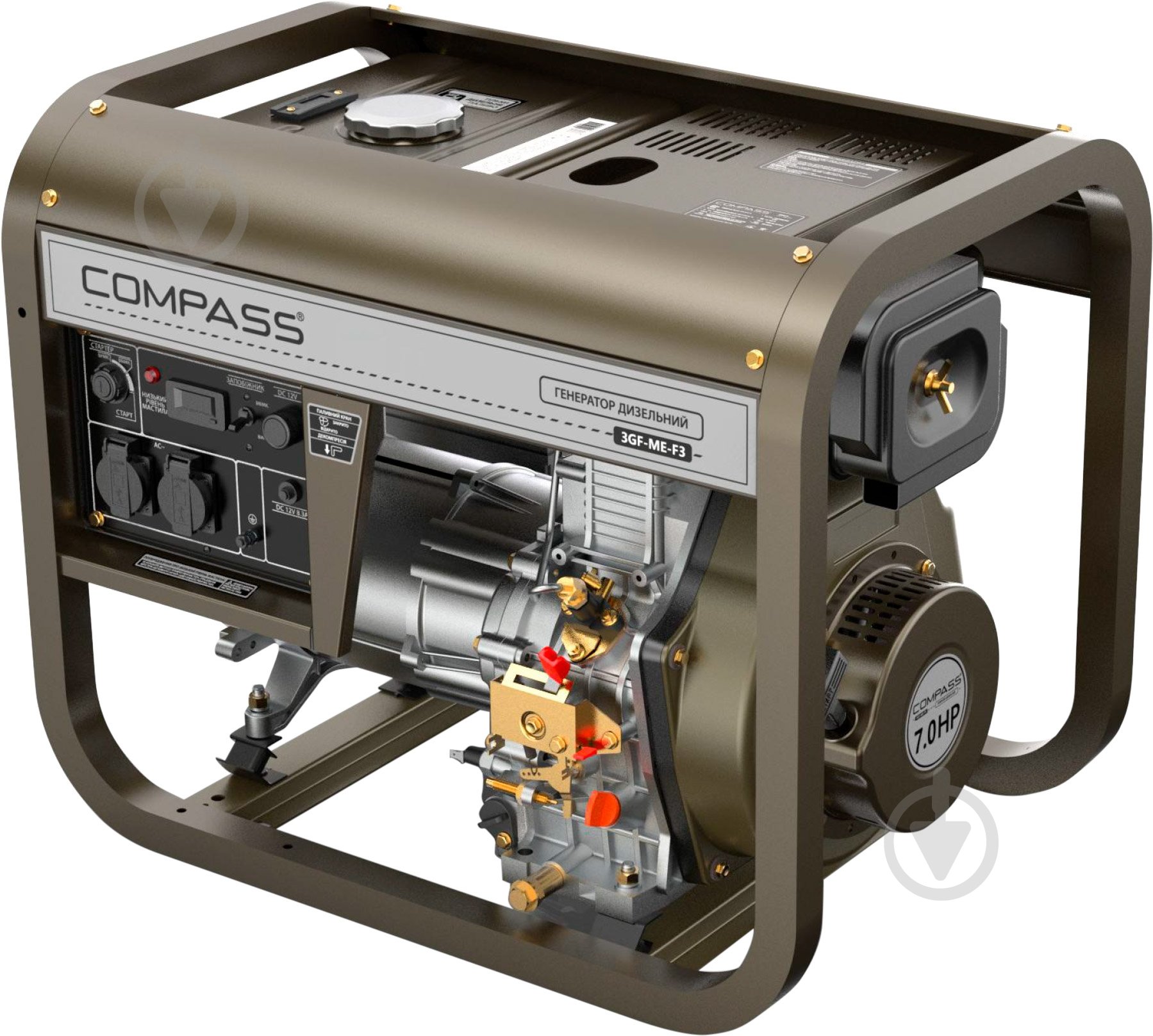 Генератор дизельный Compass 3 кВт / 3,3 кВт 230 В 3GF-ME - фото 1 Генератор дизельный Compass 3 кВт / 3,3 кВт 230 В 3GF-ME - фото 1