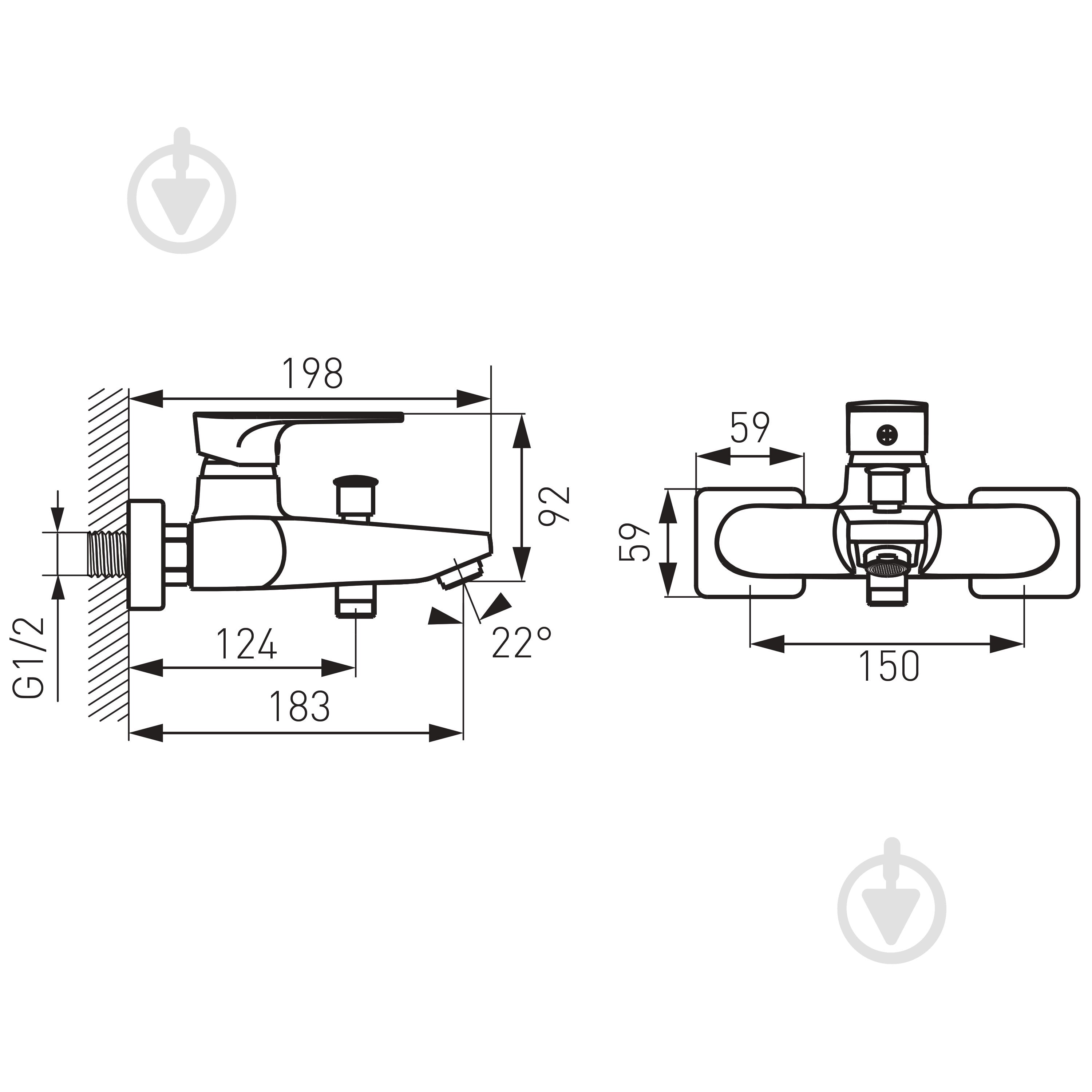 Смеситель для ванны Ferro Algeo Square BAQ1BLC - фото 2 Смеситель для ванны Ferro Algeo Square BAQ1BLC - фото 2