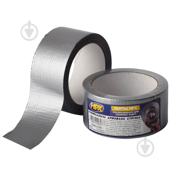 Армована стрічка HPX PE5025 Duct tape 1900 48 мм 25 м 170 мкм - фото 1 Армована стрічка HPX PE5025 Duct tape 1900 48 мм 25 м 170 мкм - фото 1