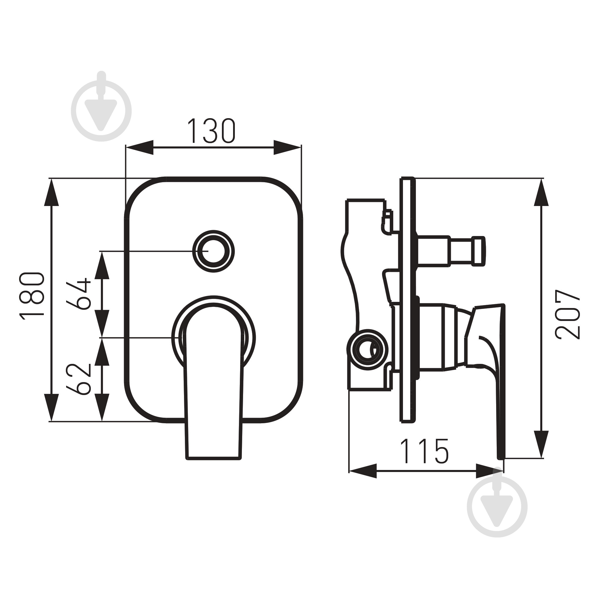 Смеситель для ванны Ferro Algeo Square BAQ7P - фото 2