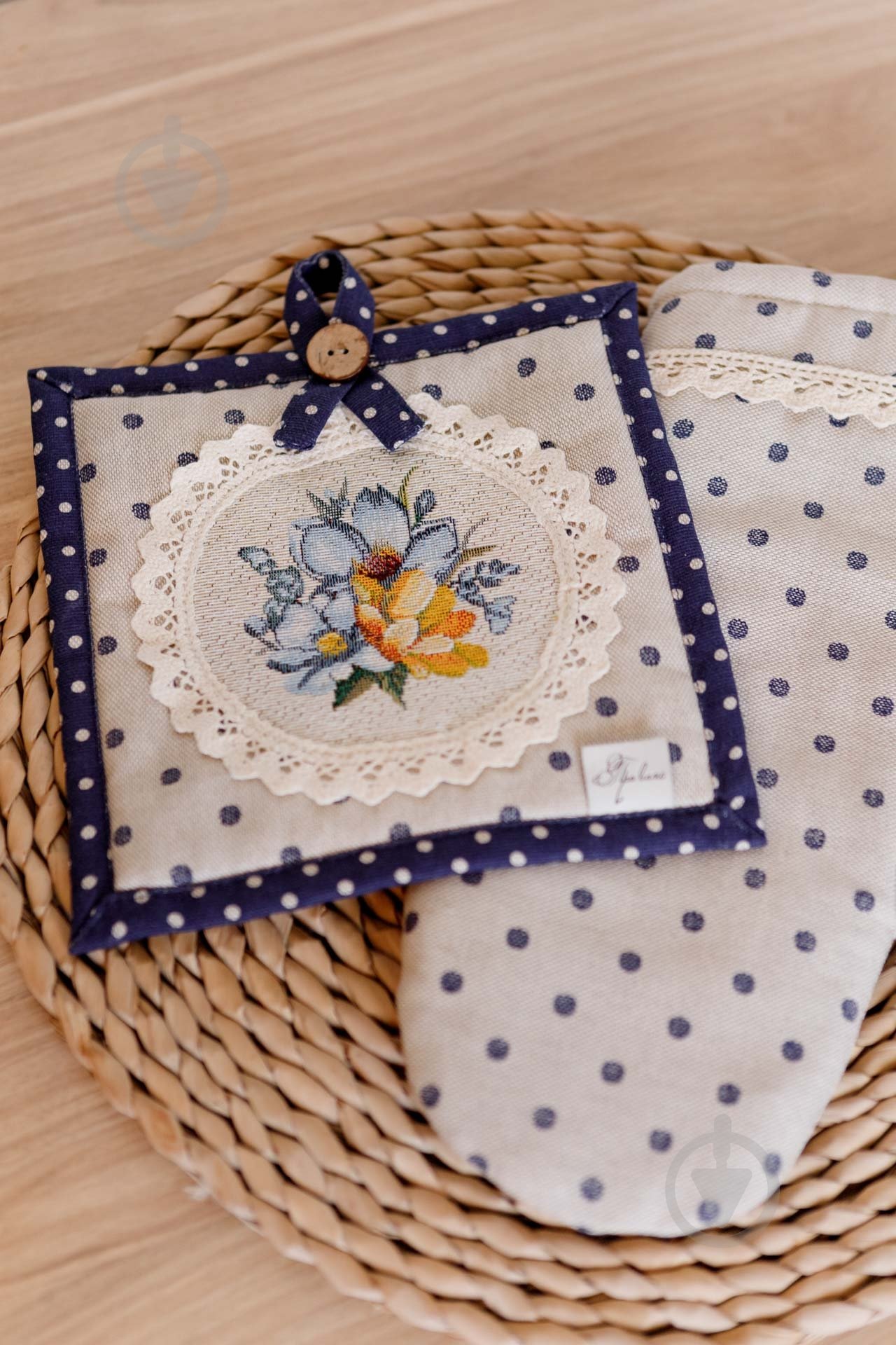 Набор кухонный Винтаж черная кайма 20x32 см молочный Прованс - фото 4 Набор кухонный Винтаж черная кайма 20x32 см молочный Прованс - фото 4