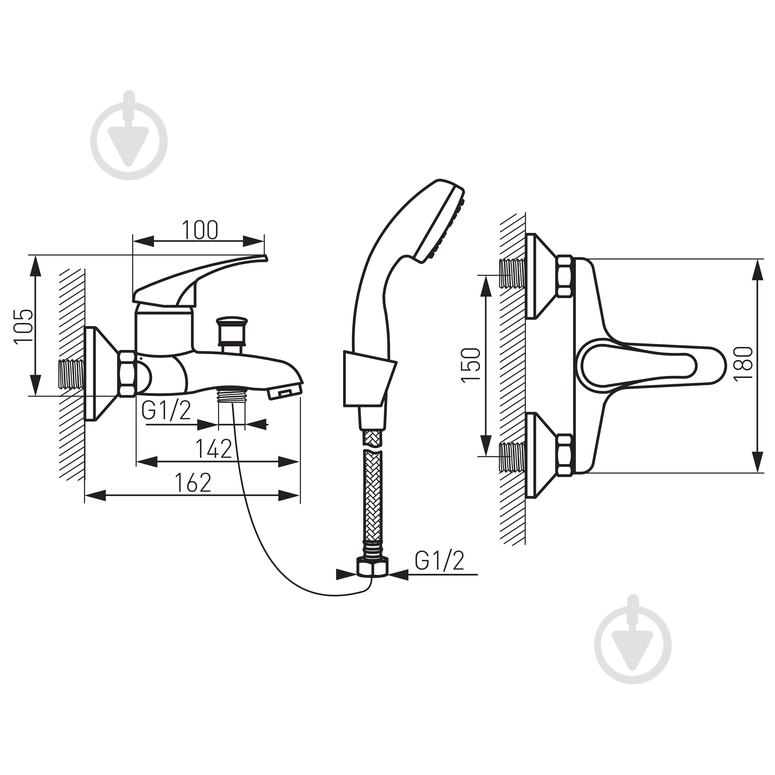 Смеситель для ванны Ferro Basic BBC11 - фото 2