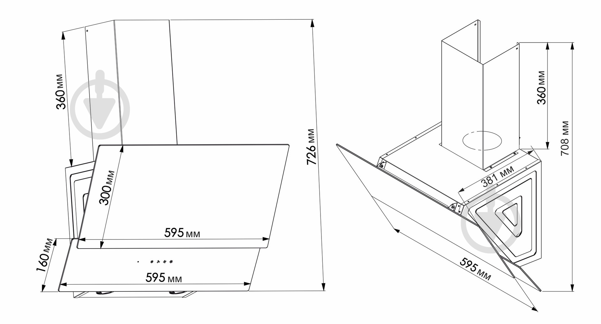 Вытяжка Eleyus LUNA 1200 LED 60 BG - фото 14