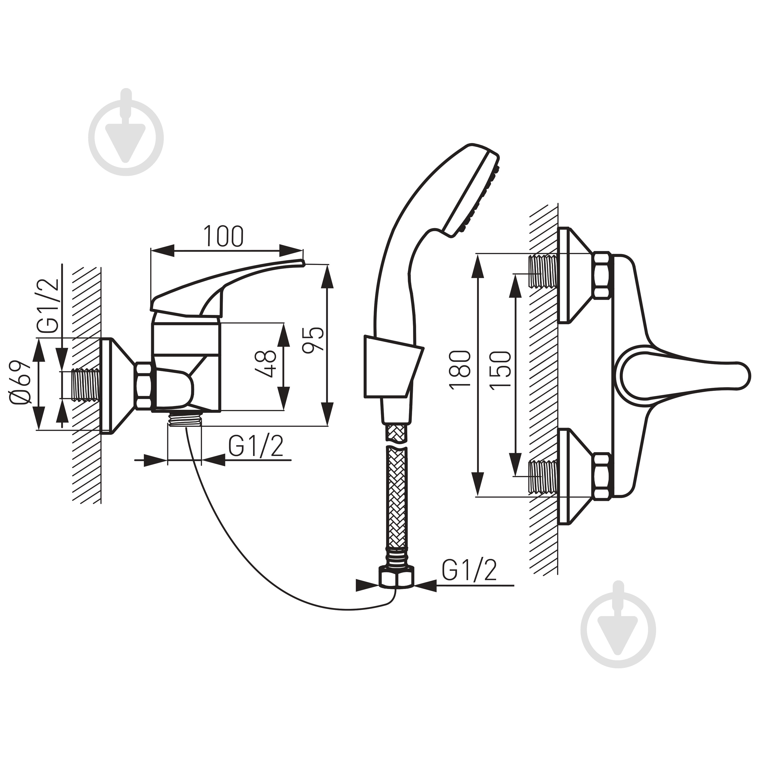 Смеситель для душа Ferro Basic BBC77 - фото 2 Смеситель для душа Ferro Basic BBC77 - фото 2