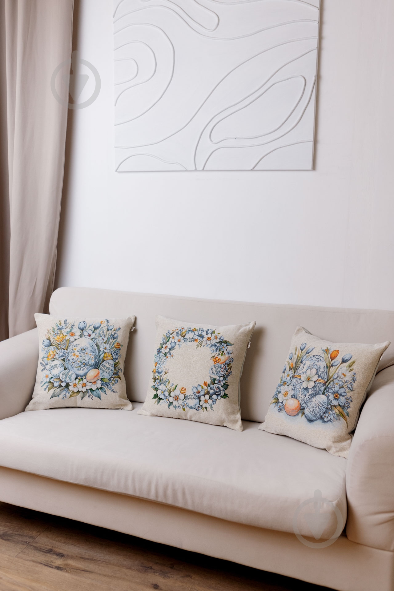 Наволочка декоративная Веночек Рrimavera 45x45 см молочный Прованс - фото 7