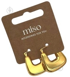 Серьги MISO accessory массивный квадрат золотые - фото 1