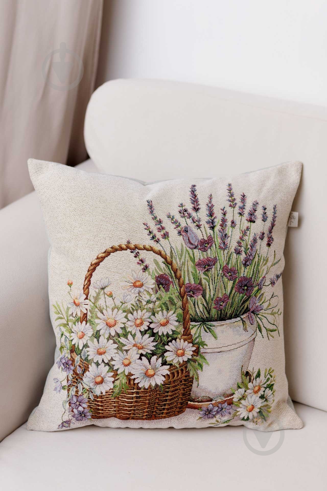 Подушка декоративная Ромашки в корзине Provence 45x45 см молочный Прованс - фото 5 Подушка декоративная Ромашки в корзине Provence 45x45 см молочный Прованс - фото 5
