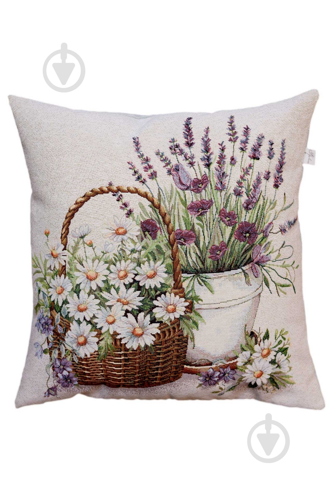 Подушка декоративная Ромашки в корзине Provence 45x45 см молочный Прованс - фото 1 Подушка декоративная Ромашки в корзине Provence 45x45 см молочный Прованс - фото 1