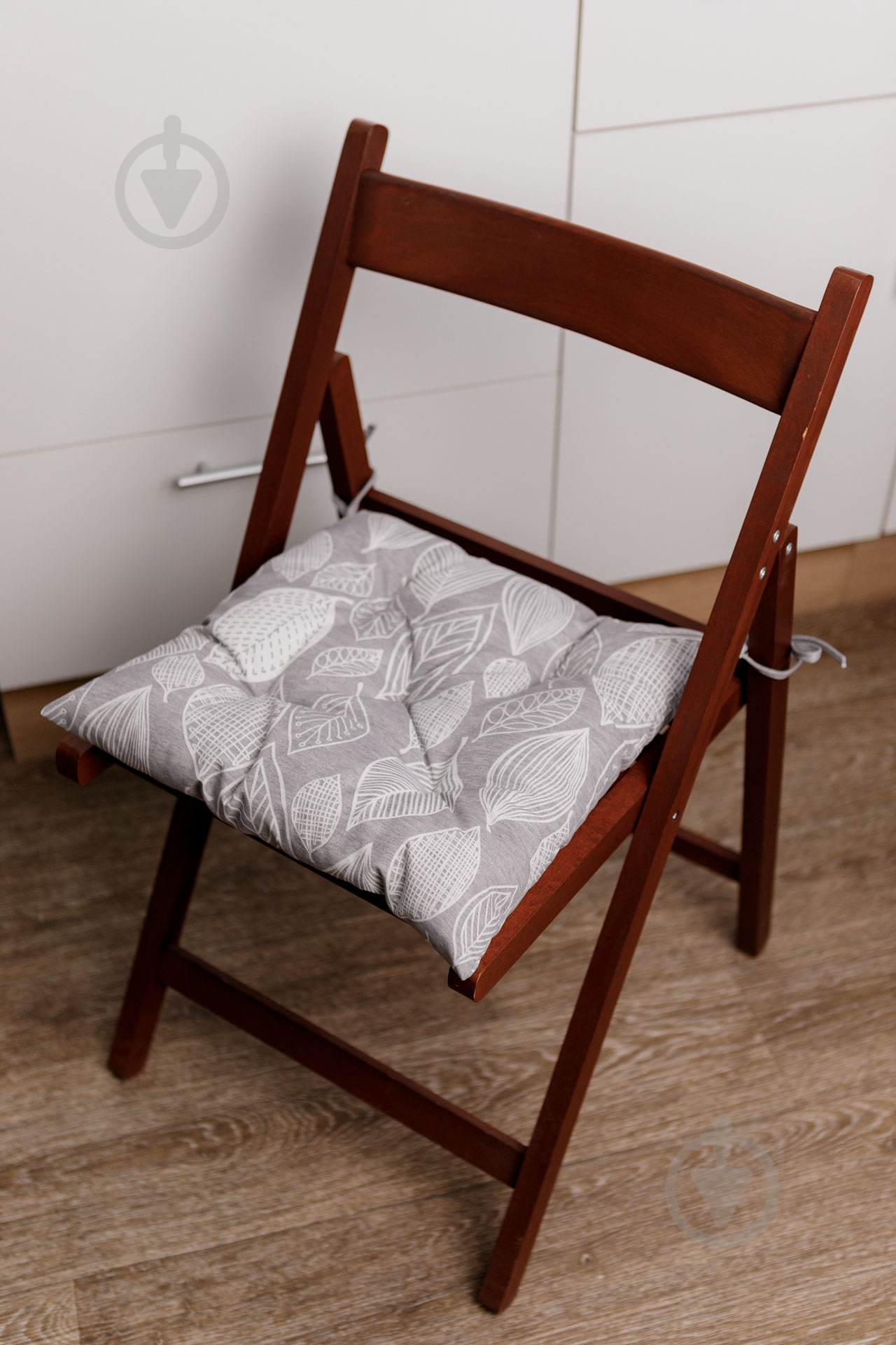 Подушка на стілець Листя сіра 40x40 см Прованс - фото 2