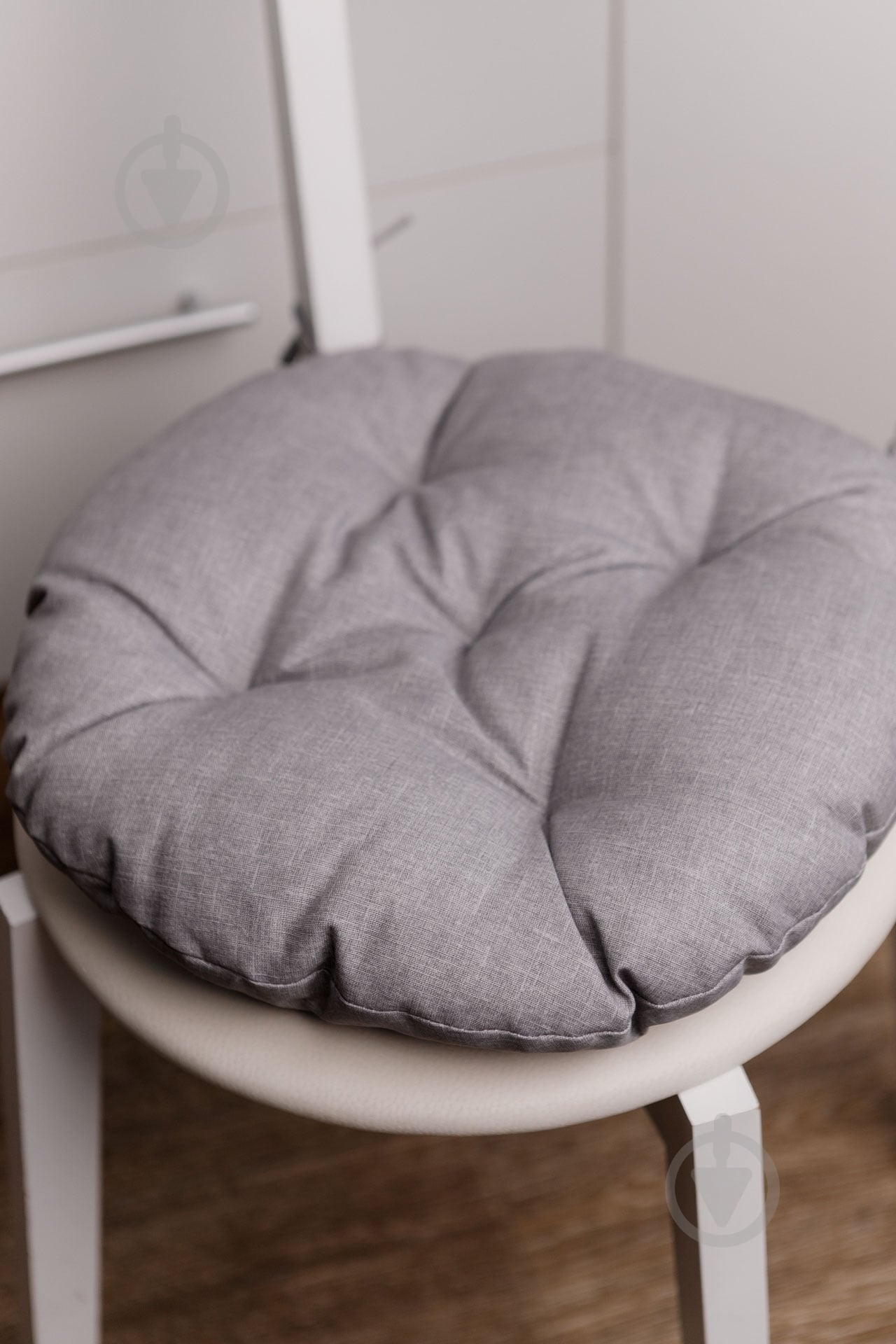 Подушка на стул Dх40 Листья серый однотон Прованс - фото 3