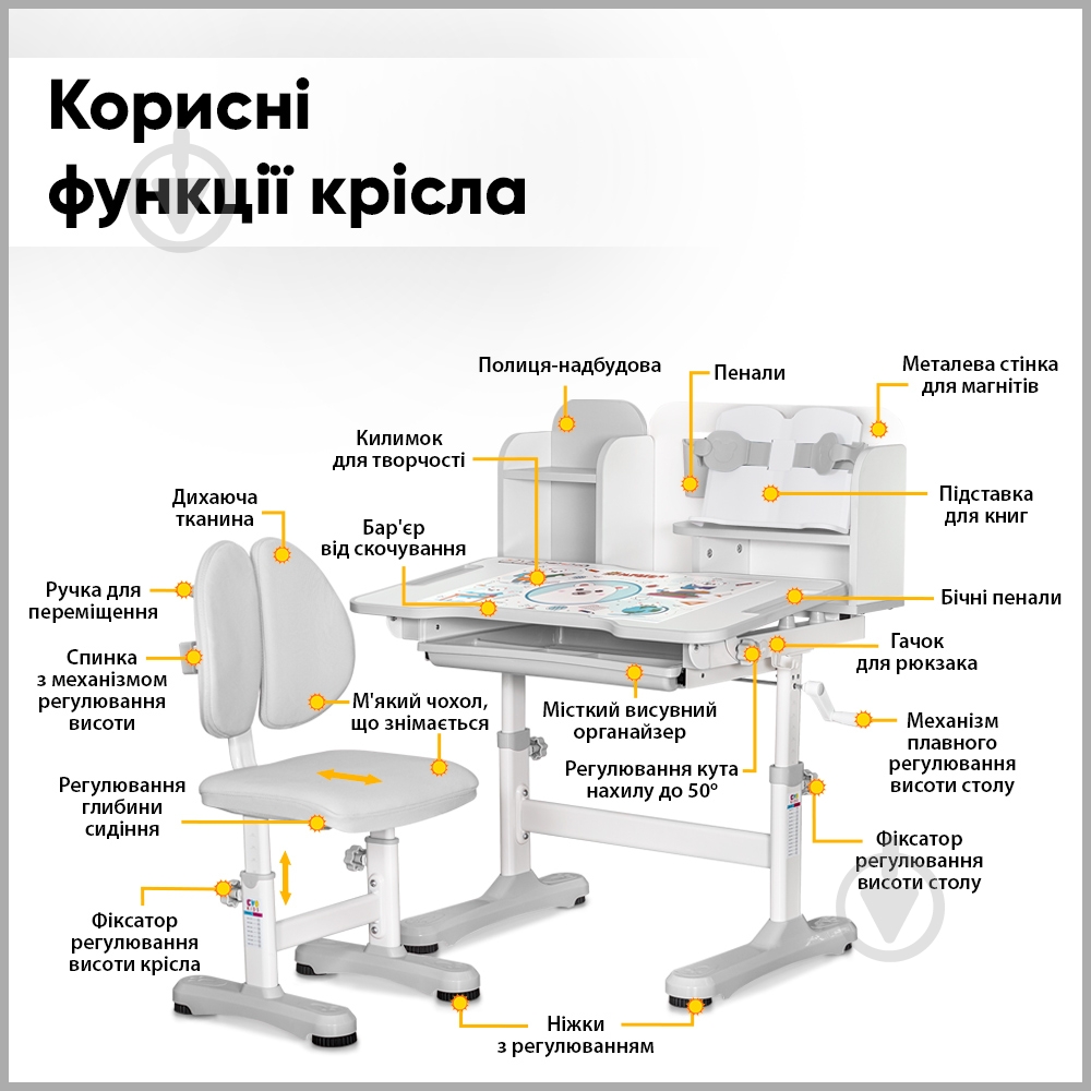 Комплект мебели детский Evo-kids BD-28 Panda Grey - фото 3