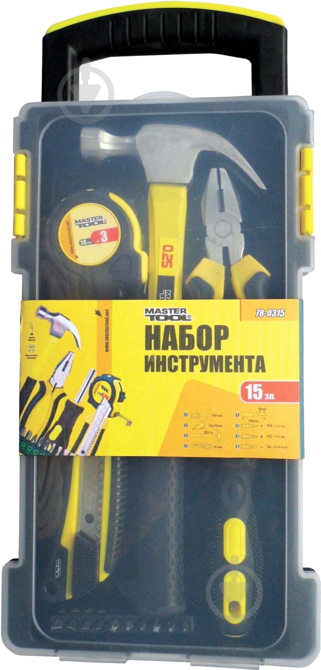 Набор ручного инструмента MASTER TOOL 15 шт. 78-0315 - фото 1 Набор ручного инструмента MASTER TOOL 15 шт. 78-0315 - фото 1
