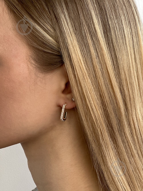 Серьги MISO accessory овальные з камушками - фото 2 Серьги MISO accessory овальные з камушками - фото 2